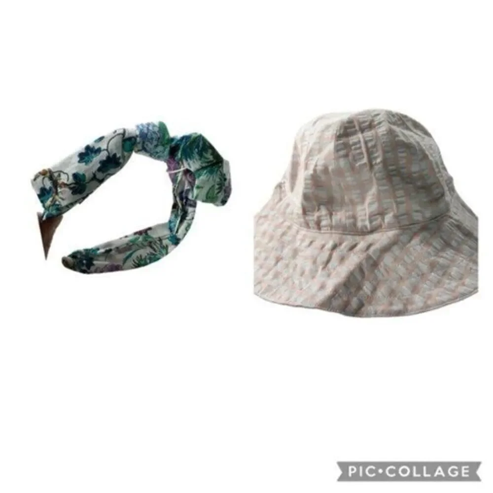 NWT Janie and Jack Baby/Girls Floral Headband &  Bucket Hat White/Pink - 18-24M